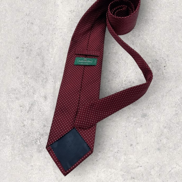 ZADI ANDREWS XL Burgundy/White Polka Dot Silk LUXURY Tie ITALY - Picture 2 of 6